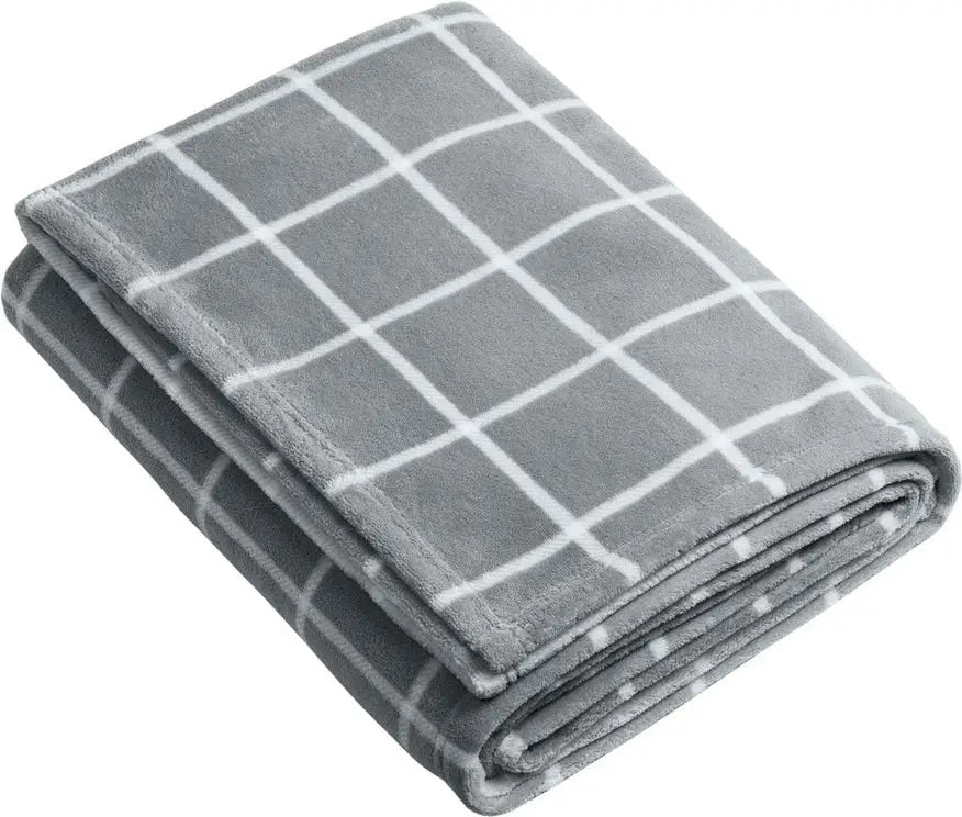 Port Authority Bp31 Ultra Plush Blanket - Gusty Gray Marshmallow Check - Gray/
