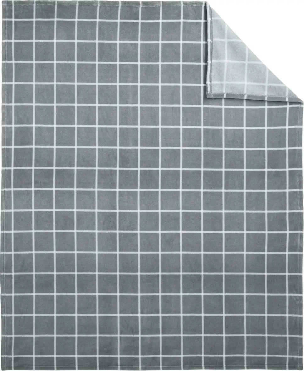 Port Authority Bp31 Ultra Plush Blanket - Gusty Gray Marshmallow Check - Gray/
