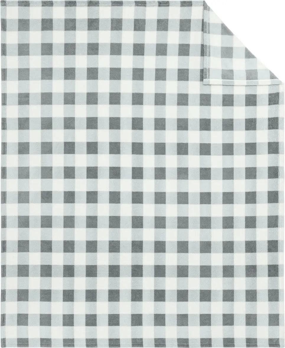 Port Authority Bp31 Ultra Plush Blanket - Marshmallow Monument Gray Check - Marshmallow/