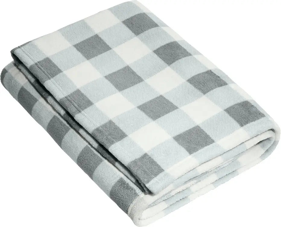 Port Authority Bp31 Ultra Plush Blanket - Marshmallow Monument Gray Check - Marshmallow/