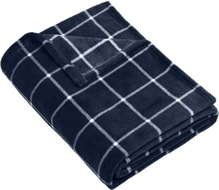 Port Authority Bp31 Ultra Plush Blanket - River Blue Navy Marshmallow Check - Navy/