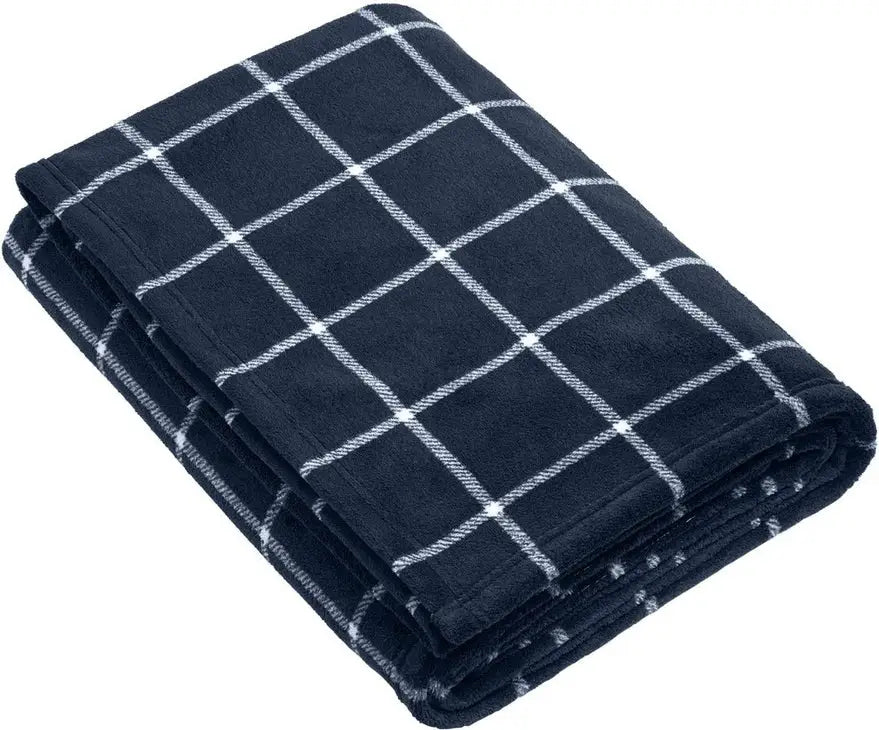 Port Authority Bp31 Ultra Plush Blanket - River Blue Navy Marshmallow Check - Navy/