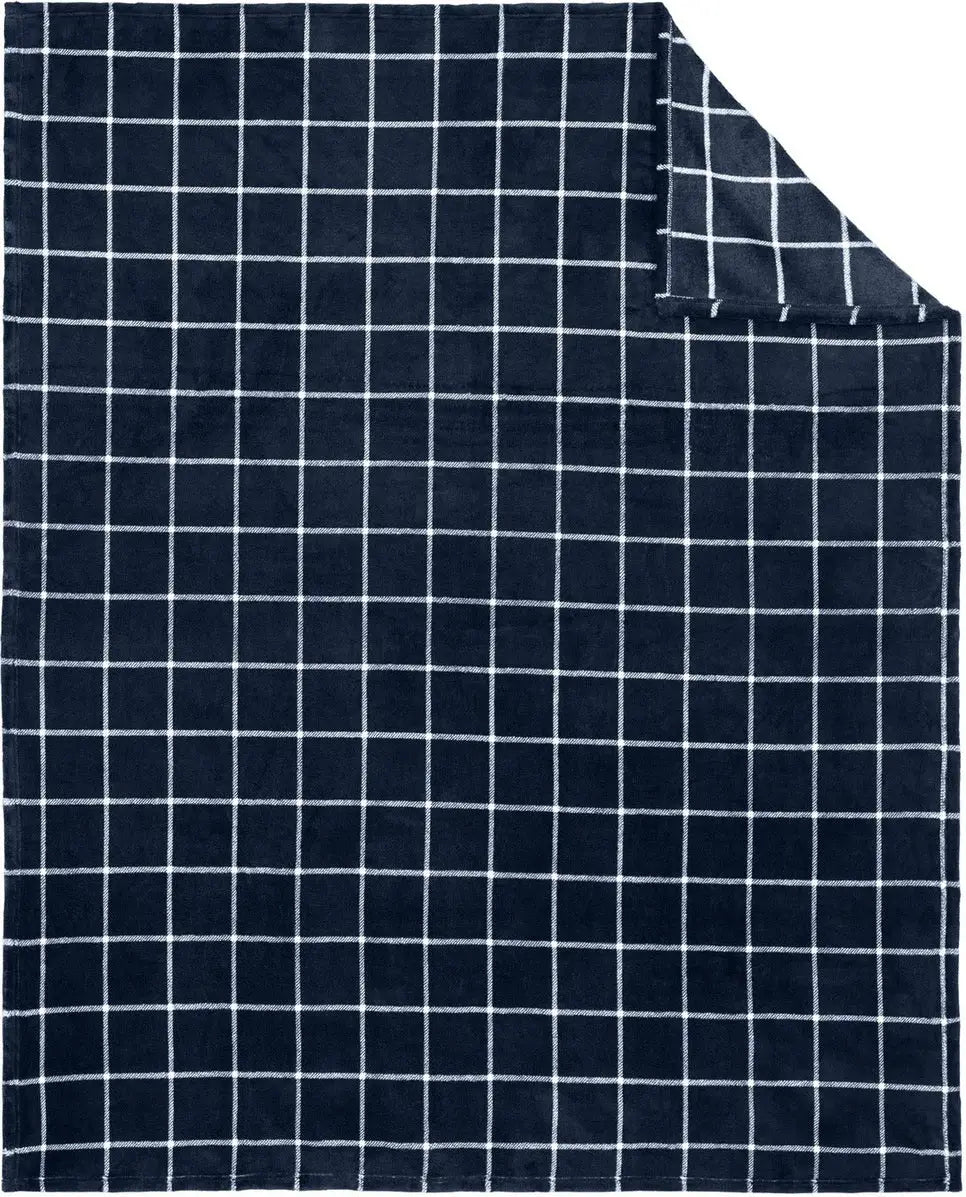 Port Authority Bp31 Ultra Plush Blanket - River Blue Navy Marshmallow Check - Navy/
