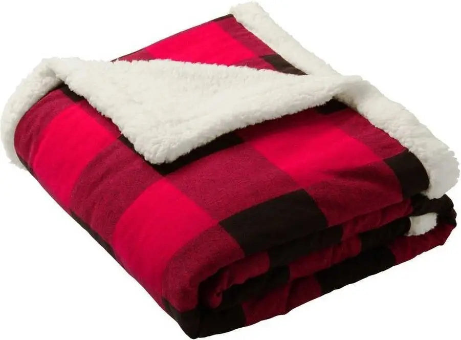 Port Authority Bp43 Flannel Sherpa Blanket - Buffalo Plaid - Multi-colored / Osfa