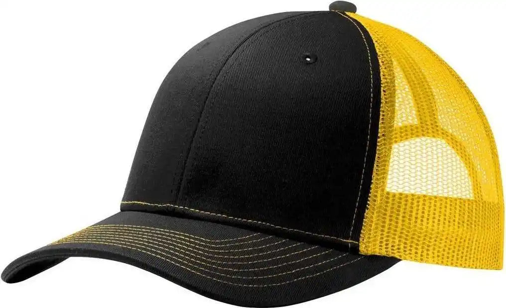 Port Authority C112 Snapback Trucker Cap - Black Gold - one Size Fits Most