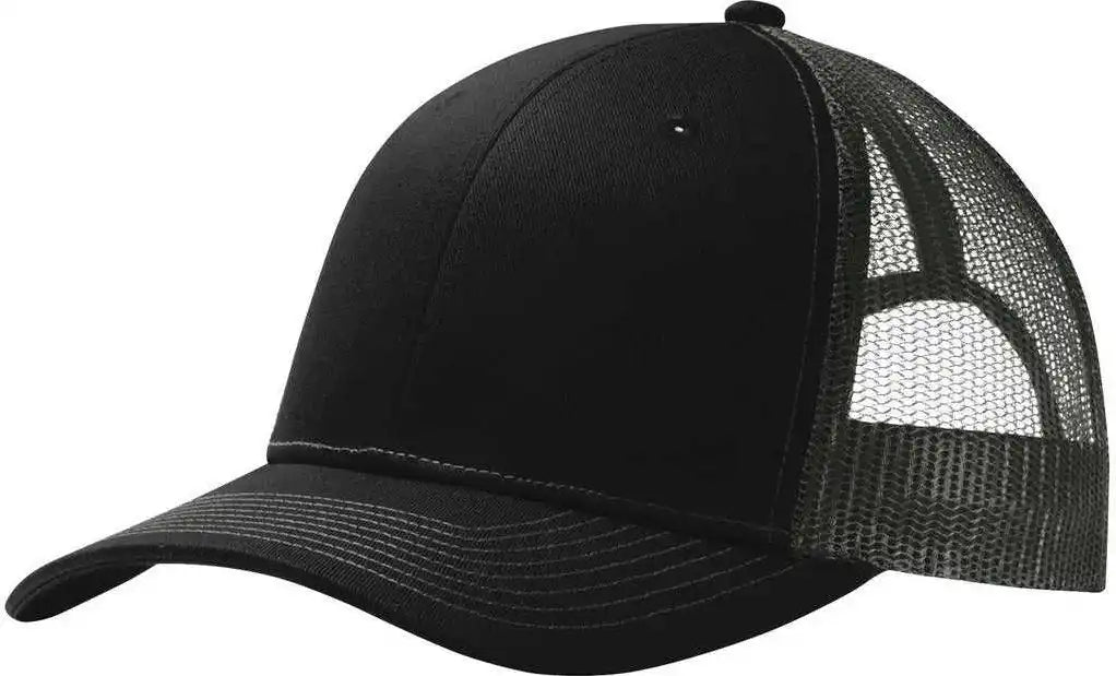 Port Authority C112 Snapback Trucker Cap - Black Gray Steel - Dark / one Size Fits Most