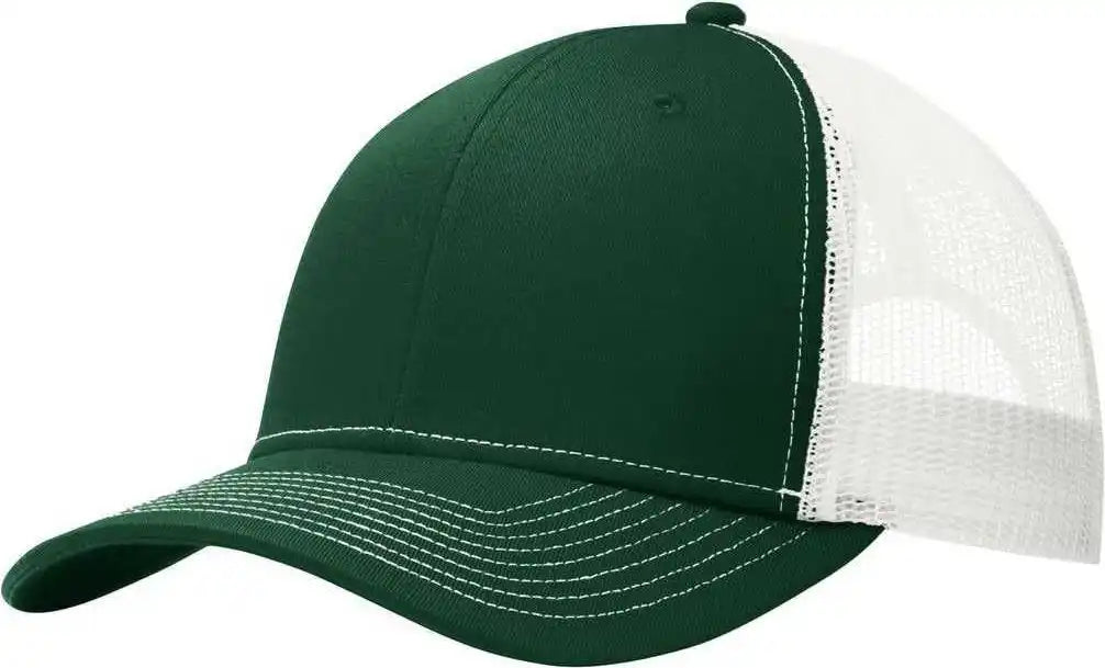 Port Authority C112 Snapback Trucker Cap - Dark Green White - Forest / one Size Fits Most