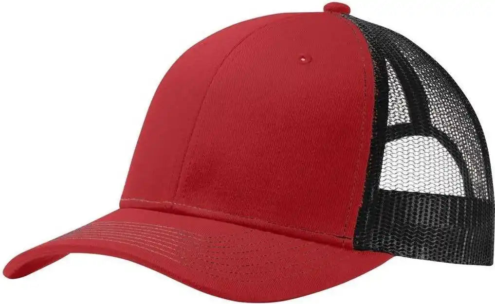 Port Authority C112 Snapback Trucker Cap - Flame Red Black - one Size Fits Most