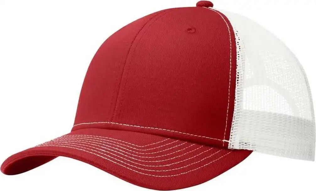 Port Authority C112 Snapback Trucker Cap - Flame Red White - one Size Fits Most
