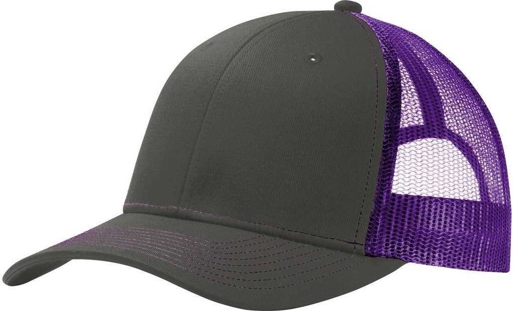 Port Authority C112 Snapback Trucker Cap - Gray Steel Purple - Dark / one Size Fits Most