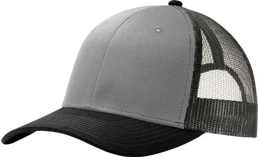 Port Authority C112 Snapback Trucker Cap - Gusty Gray Black Steel - Dark / one Size Fits Most