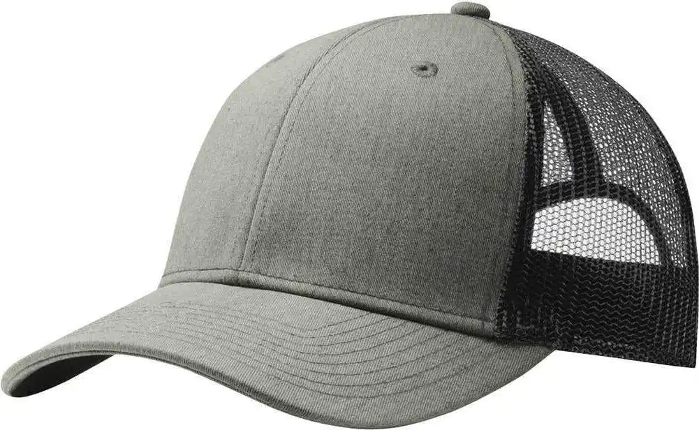 Port Authority C112 Snapback Trucker Cap - Heather Gray Black - one Size Fits Most