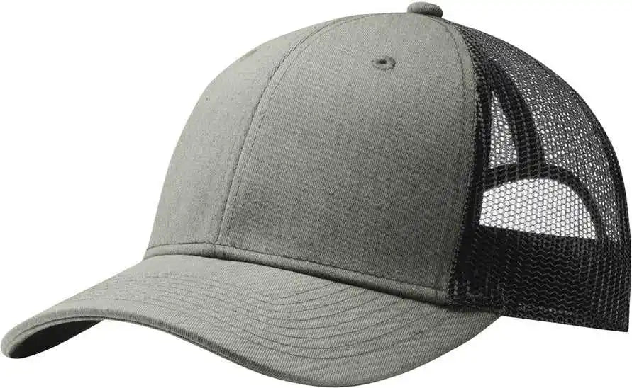 Port Authority C112 Snapback Trucker Cap - Heather Grey/ Black - Osfa