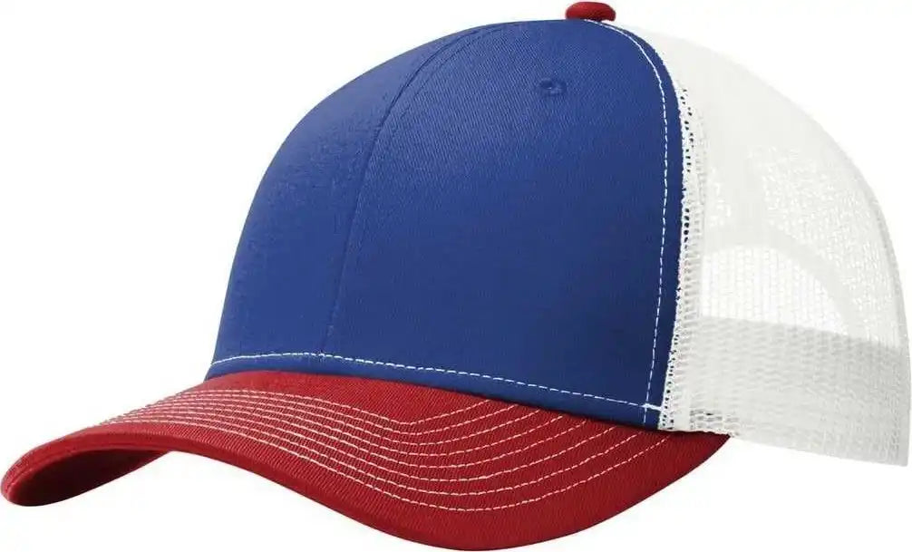 Port Authority C112 Snapback Trucker Cap - Patriot Blue Flame Red White - Navy / one Size Fits Most