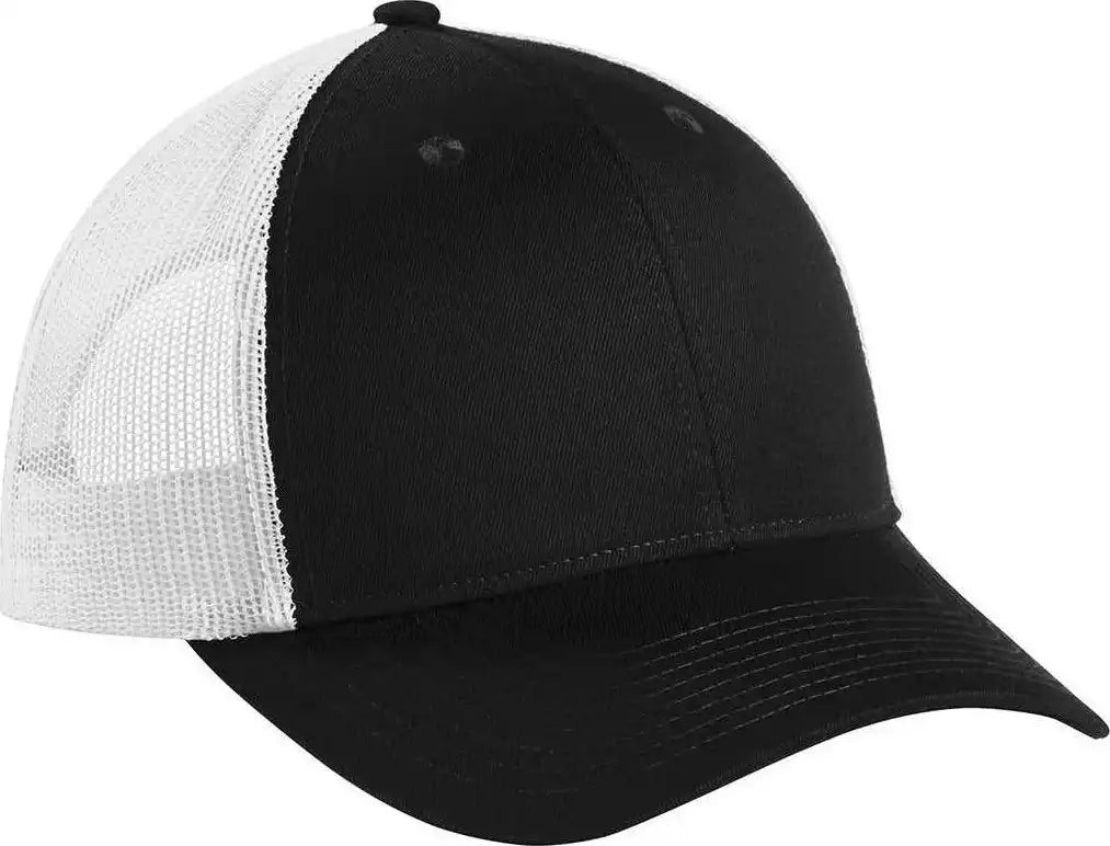 Port Authority C112lp Low-profile Snapback Trucker Cap - Black White - Osfm