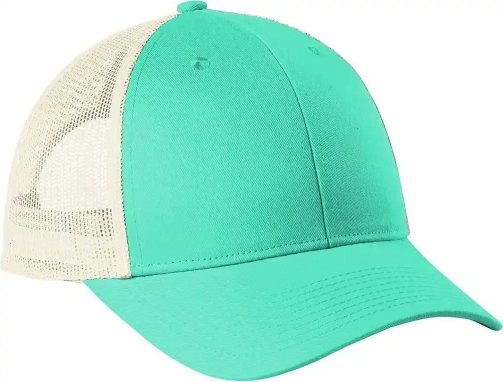 Port Authority C112lp Low Profile Snapback Trucker Cap Bright Seafoam Ecru Mint Ivory / Osfm