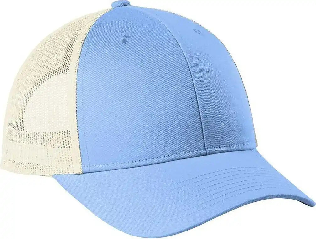 Port Authority C112lp Low Profile Snapback Trucker Cap Carolina Blue Ecru Ivory / Osfm