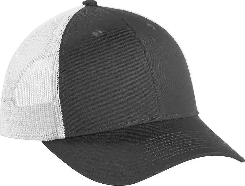 Port Authority C112lp Low-profile Snapback Trucker Cap - Gray Steel White - Dark / Osfm