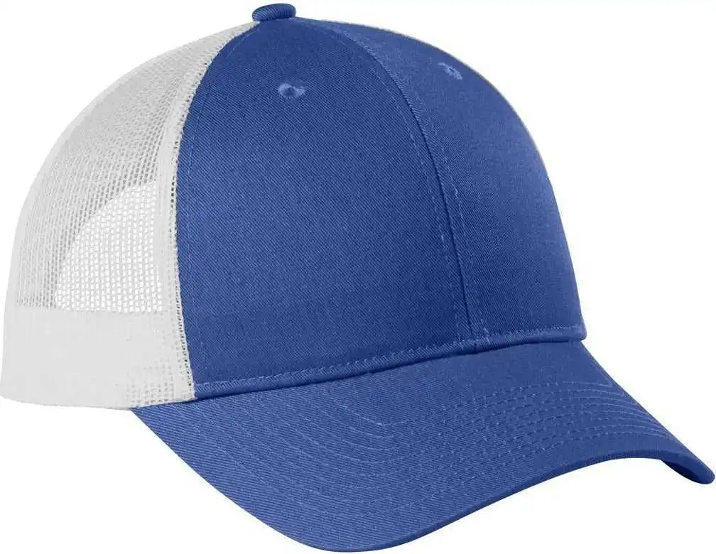 Port Authority C112lp Low Profile Snapback Trucker Cap True Blue Heather Silver Mist Light Gray / Osfm