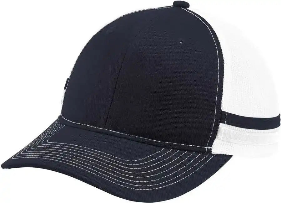 Port Authority C113 Two-stripe Snapback Trucker Cap - Rich Navy White - Gray / one Size Fits Most