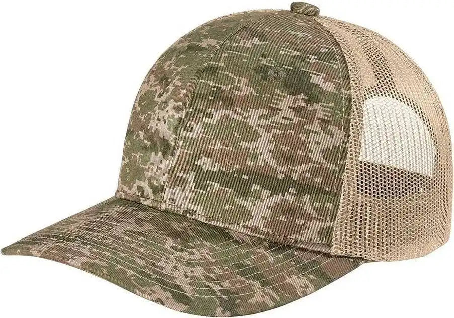 Port Authority C114 Digi Camo Snapback Trucker Cap - Olive Drab Green Coyote Brown - Muti-color / one Size Fits Most