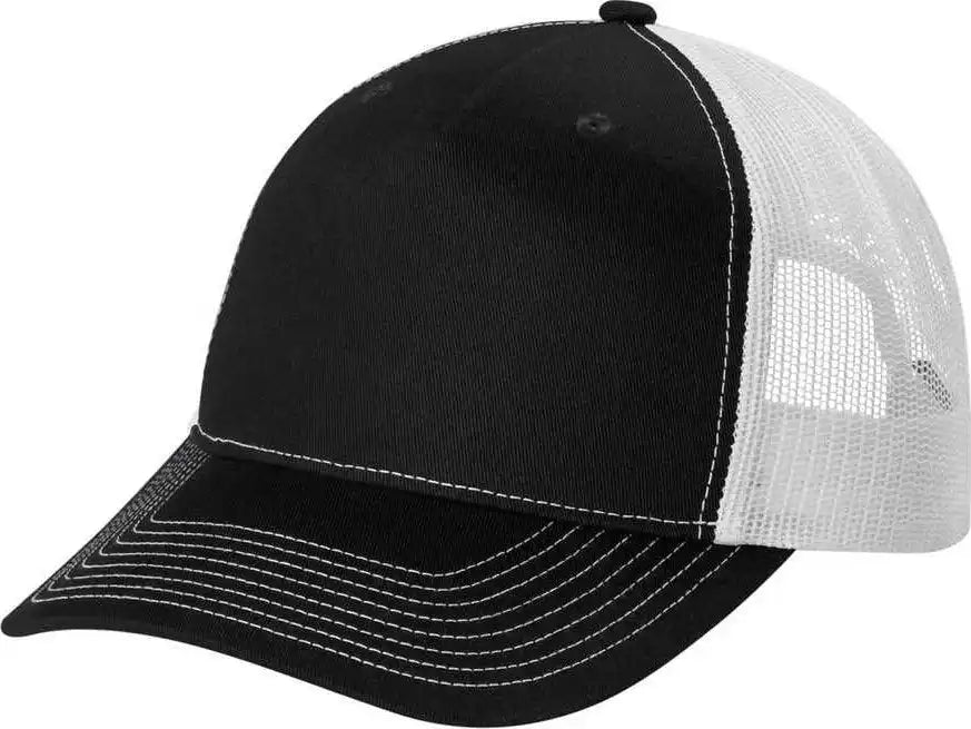 Port Authority C115 Snapback Five-panel Trucker Cap - Black White - Adult Osfm