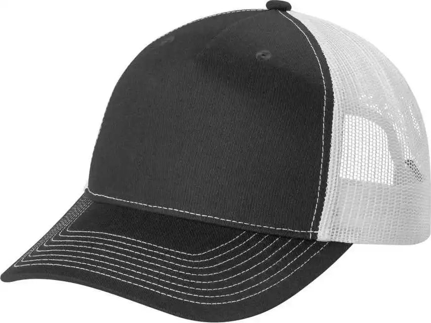 Port Authority C115 Snapback Five Panel Trucker Cap Grey Steel White Dark Gray / Adult Osfm
