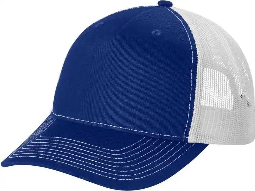 Port Authority C115 Snapback Five Panel Trucker Cap Patriot Blue White Navy / Adult Osfm