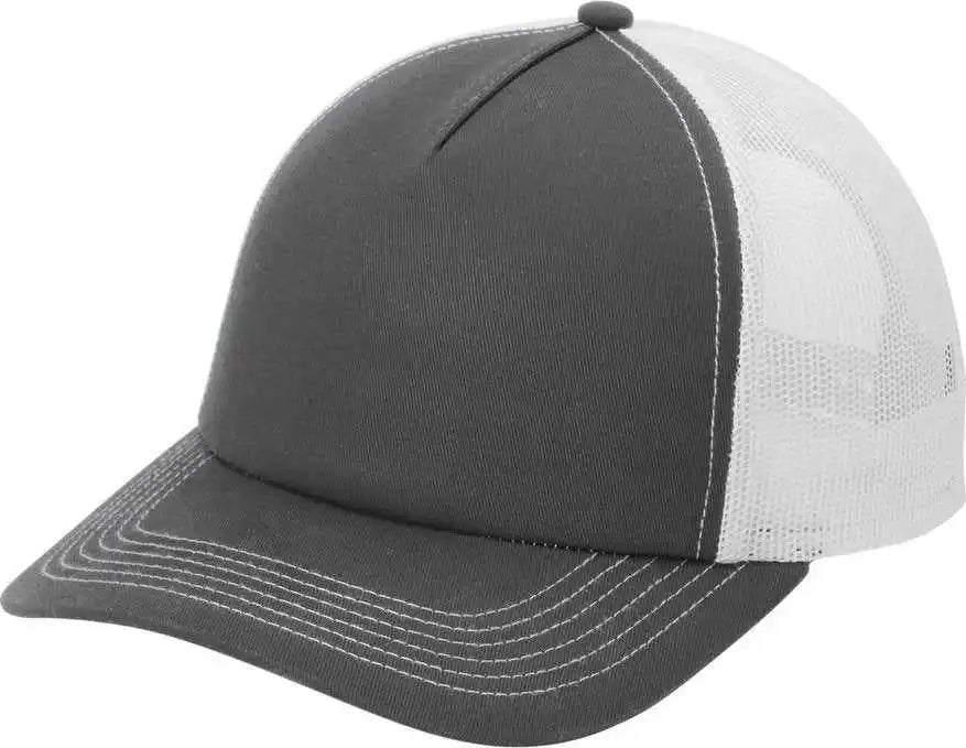 Port Authority C115lp Low Profile Snapback 5 Panel Trucker Cap Grey Steel/ White / Osfa