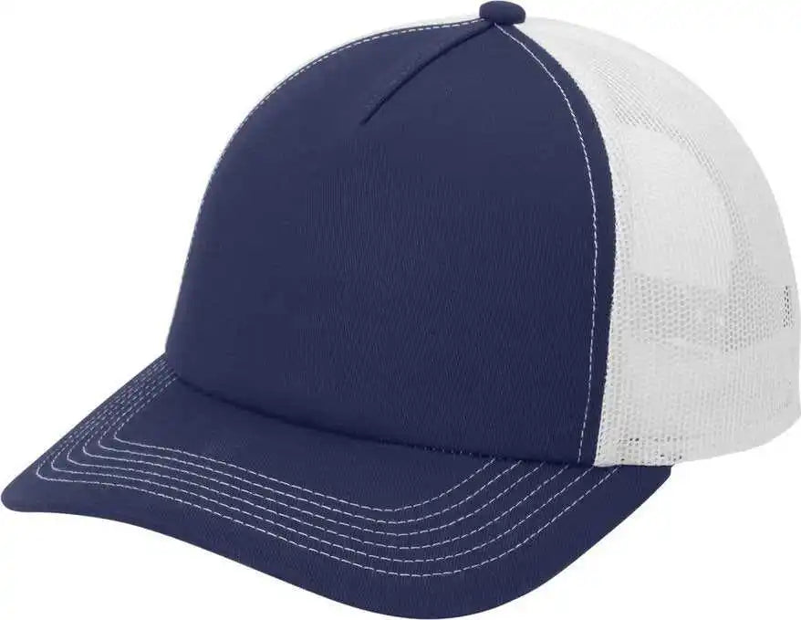 Port Authority C115lp Low Profile Snapback 5 Panel Trucker Cap True Navy/ White / Osfa