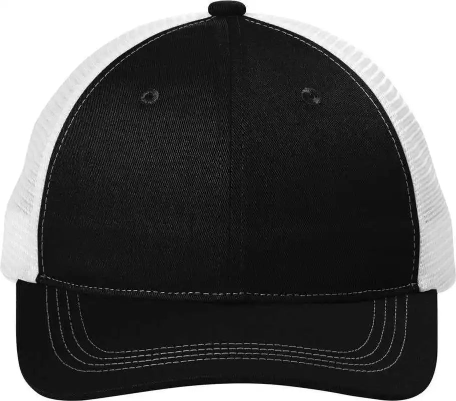Port Authority C119 Unstructured Snapback Trucker Cap Black/ White / Osfa