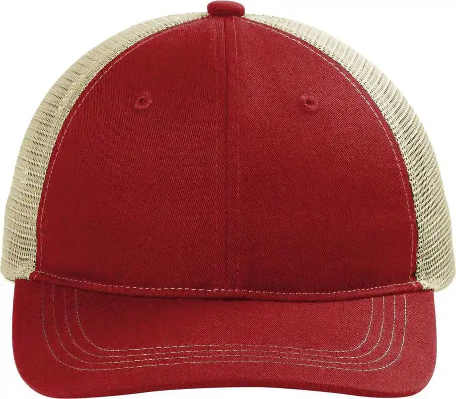 Port Authority C119 Unstructured Snapback Trucker Cap - Flmred/tan - Osfa