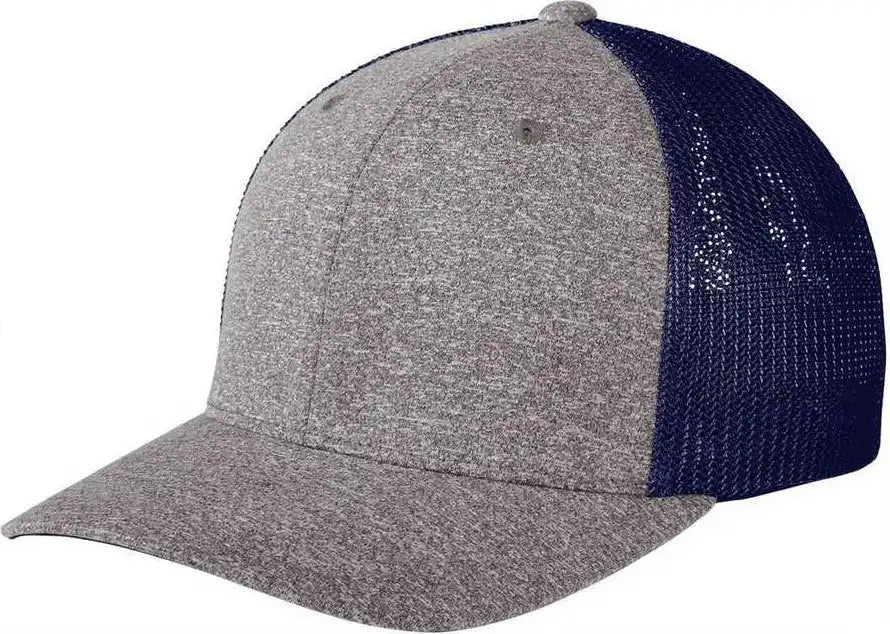 Port Authority C302 Flexfit Melange Mesh Back Trucker Cap -true Navy Gray Heather - 7’’ - 7 3/8’’