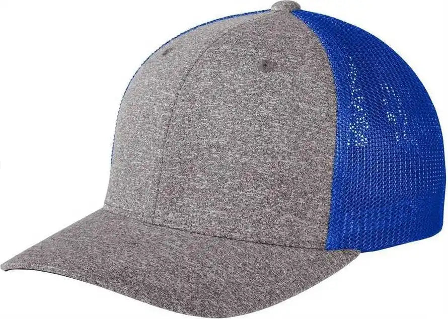 Port Authority C302 Flexfit Melange Mesh Back Trucker Cap -true Royal Gray Heather - 7’’ - 7 3/8’’