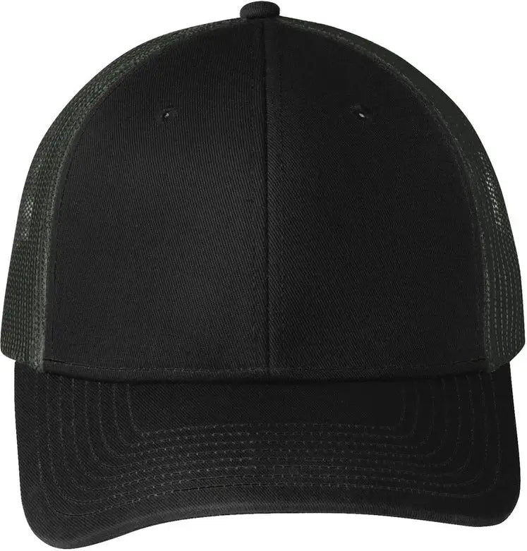 Port Authority C402 Snapback Trucker Cap - Black Gray Steel - Black/ / Adult Osfa