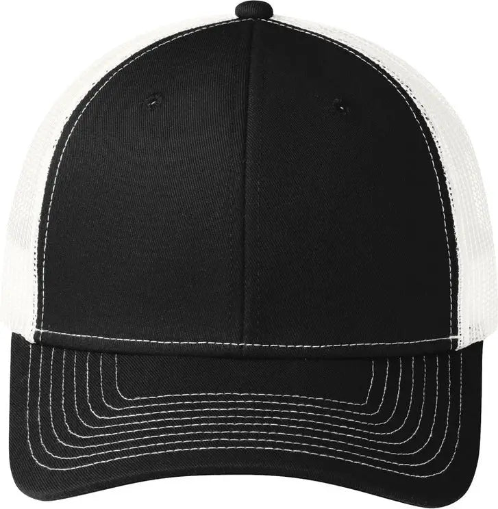 Port Authority C402 Snapback Trucker Cap - Black White