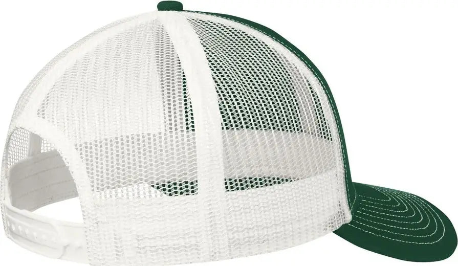 Port Authority C402 Snapback Trucker Cap - Dark Green White