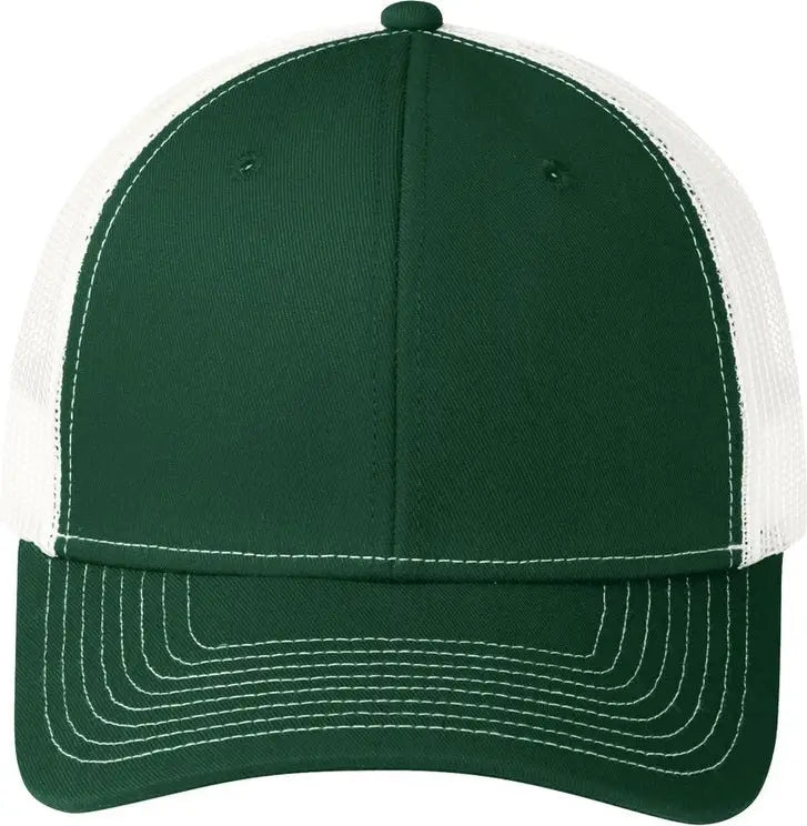 Port Authority C402 Snapback Trucker Cap - Dark Green White