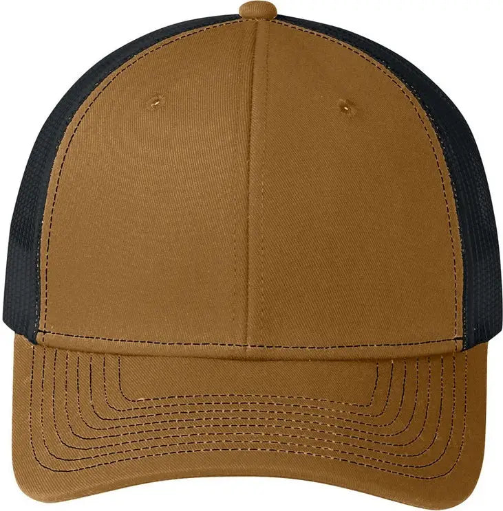 Port Authority C402 Snapback Trucker Cap - Duck Brown Black - Brown/ / Adult Osfa