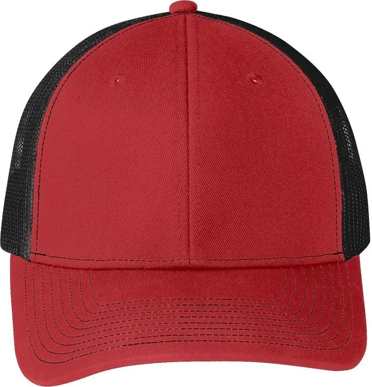 Port Authority C402 Snapback Trucker Cap - Flame Red Black