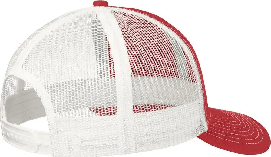 Port Authority C402 Snapback Trucker Cap - Flame Red White - Red/ / Adult Osfa