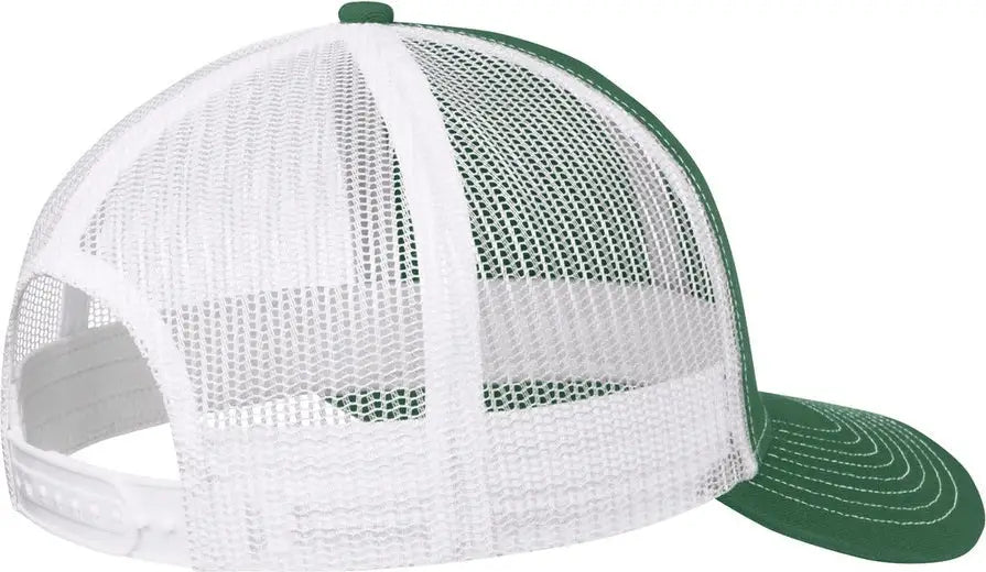 Port Authority C402 Snapback Trucker Cap - Forest Green White - Green/ / Adult Osfa