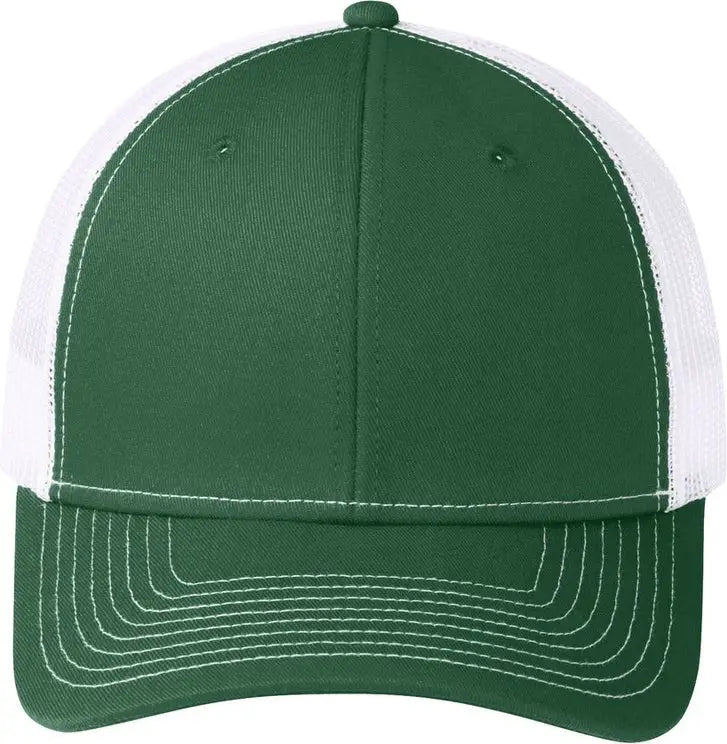 Port Authority C402 Snapback Trucker Cap - Forest Green White - Green/ / Adult Osfa