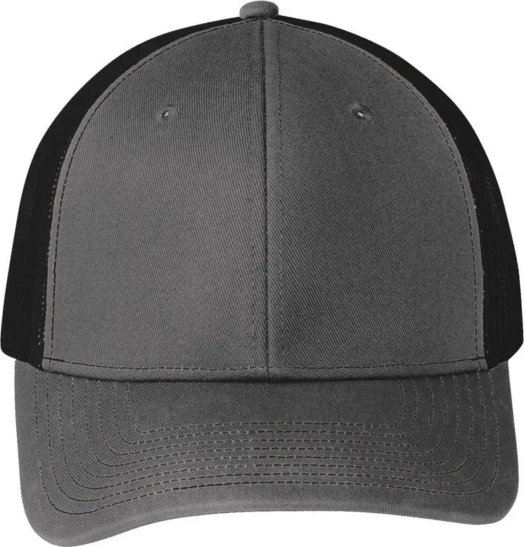 Port Authority C402 Snapback Trucker Cap - Gray Steel Black