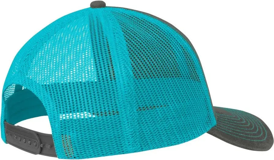 Port Authority C402 Snapback Trucker Cap - Gray Steel Neon Blue