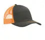 Port Authority C402 Snapback Trucker Cap - Gray Steel Neon Orange