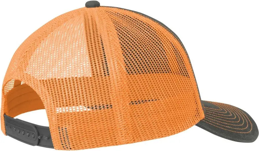 Port Authority C402 Snapback Trucker Cap - Gray Steel Neon Orange