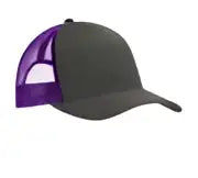 Port Authority C402 Snapback Trucker Cap - Gray Steel Purple - Steel/ / Adult Osfa
