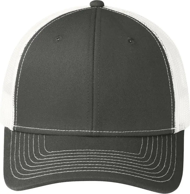 Port Authority C402 Snapback Trucker Cap - Gray Steel White