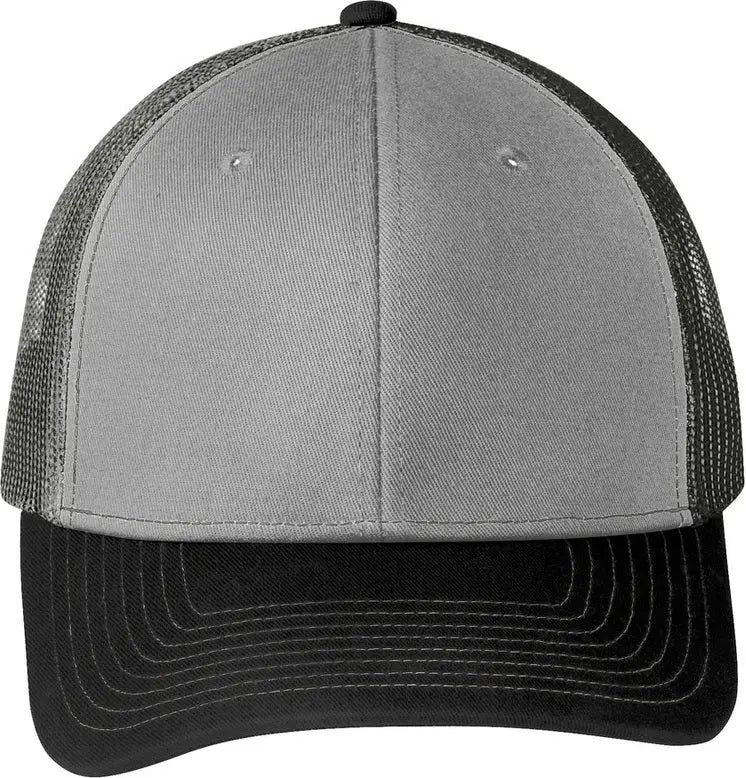 Port Authority C402 Snapback Trucker Cap - Gusty Gray Black Steel
